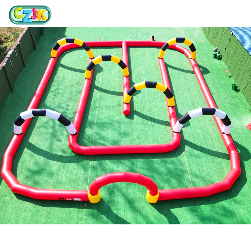 Outdoor kids sport games go kart racing track inflatable race track bumper car race track barriers