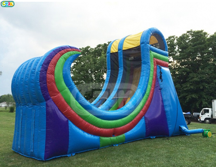 Cheap waterslide commercial inflatable ramp rampage water slide with pool