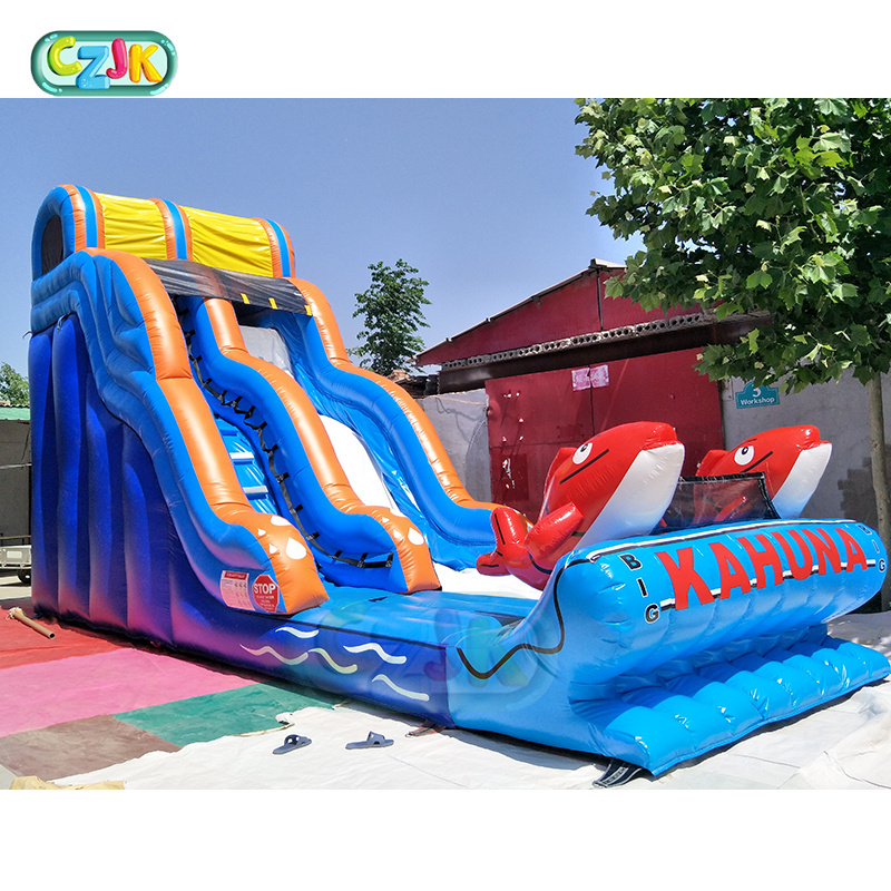 Commercial Grade Big Kahuna Fish Inflatable Water Slide Waterslide For Sale