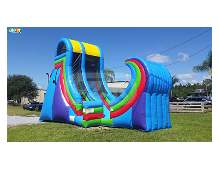 Cheap waterslide commercial inflatable ramp rampage water slide with pool