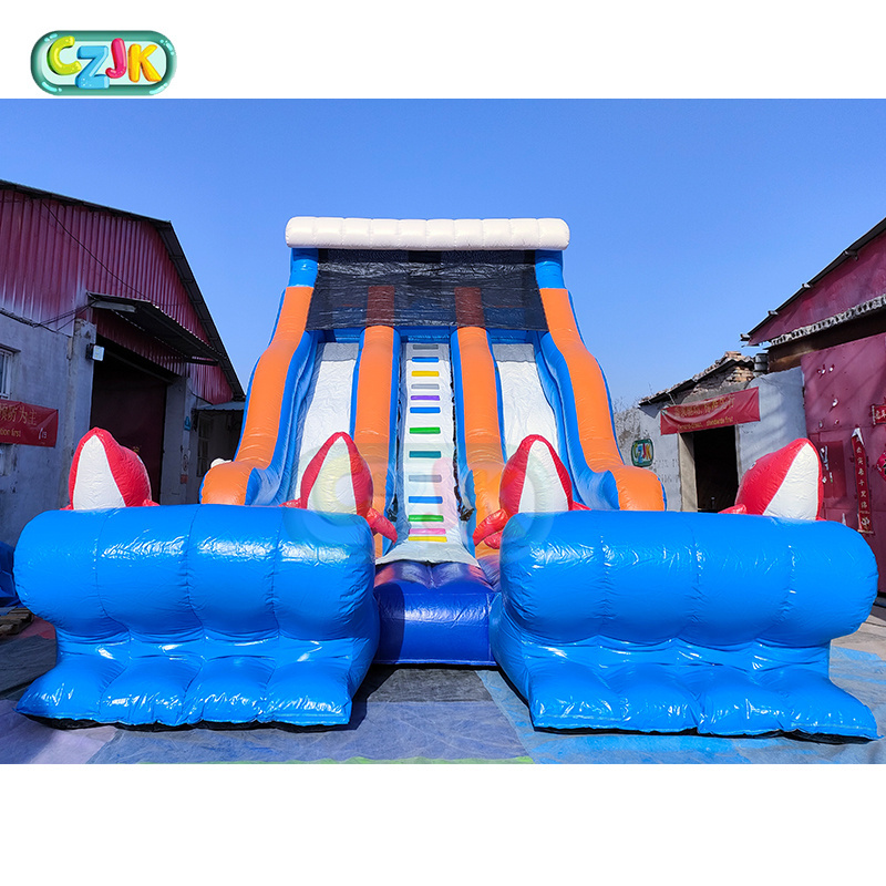 Commercial Grade Big Kahuna Fish Inflatable Water Slide Waterslide For Sale