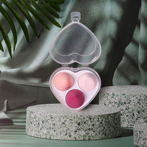 Dry And Wet 3pcs/box Custom Logo Makeup Egg Sponge Colorful Sponge Blender Beauty Egg with PVC Heart Shape box