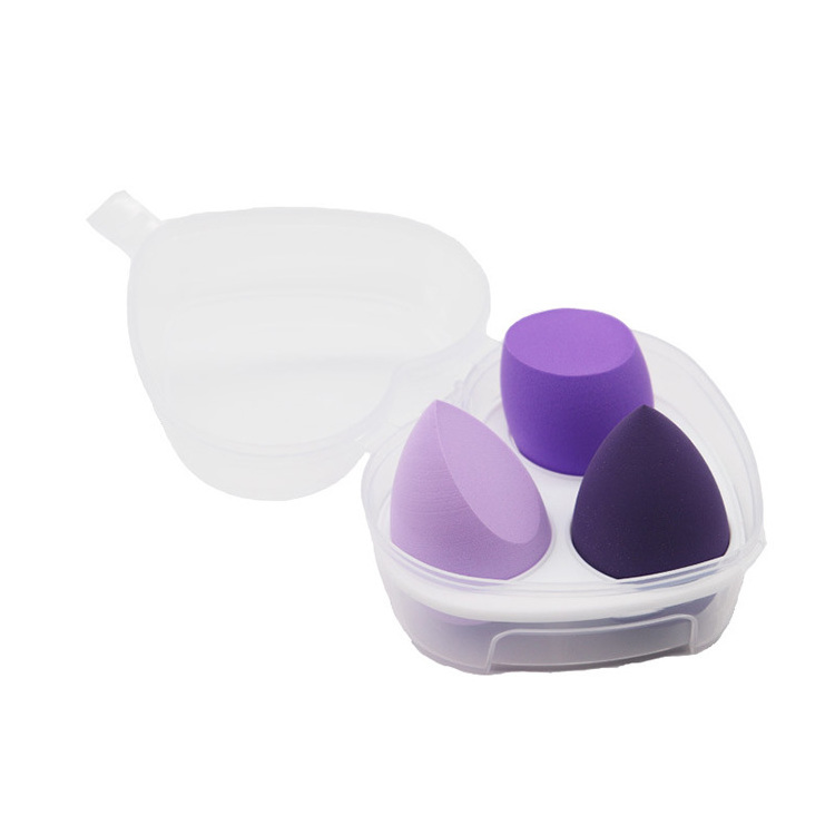 Dry And Wet 3pcs/box Custom Logo Makeup Egg Sponge Colorful Sponge Blender Beauty Egg with PVC Heart Shape box