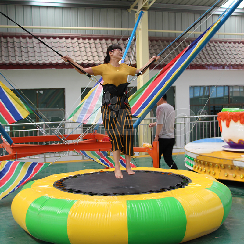 Professional Fitness 1-Person round Inflatable Bungee Trampoline for Amusement Parks Made of Durable Polyester for Kids Adults