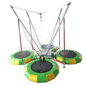 Professional Fitness 1-Person round Inflatable Bungee Trampoline for Amusement Parks Made of Durable Polyester for Kids Adults