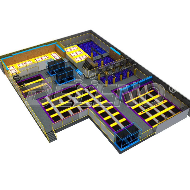 Trampoline Parks-popular Rectangle Trampolines-indoor Trampoline Park With Adult And Child Safety Nets For Sale