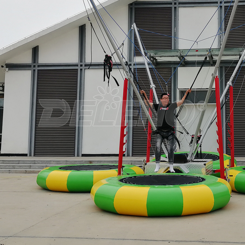 Professional Fitness 1-Person round Inflatable Bungee Trampoline for Amusement Parks Made of Durable Polyester for Kids Adults