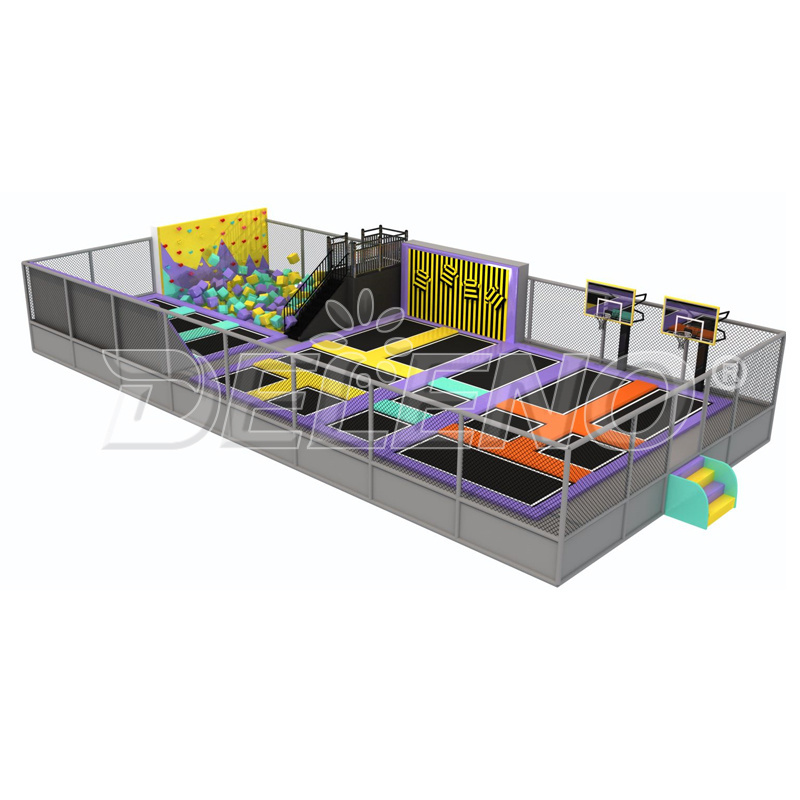 Professional Jump Bed Big Indoor Foam Pit Trampoline Park With Basketball Hoop For Sale