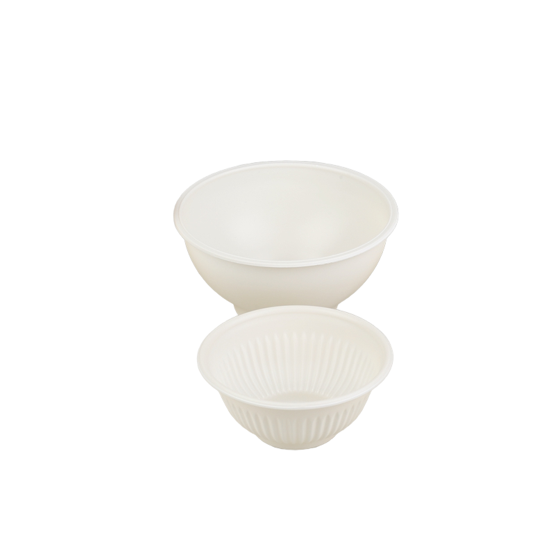 Restaurant Disposable Bowls to Go 700ml /27 oz Round Chinese Bowl with LId Biodegradable Cornstarch Snack Bread Bowl Tableware