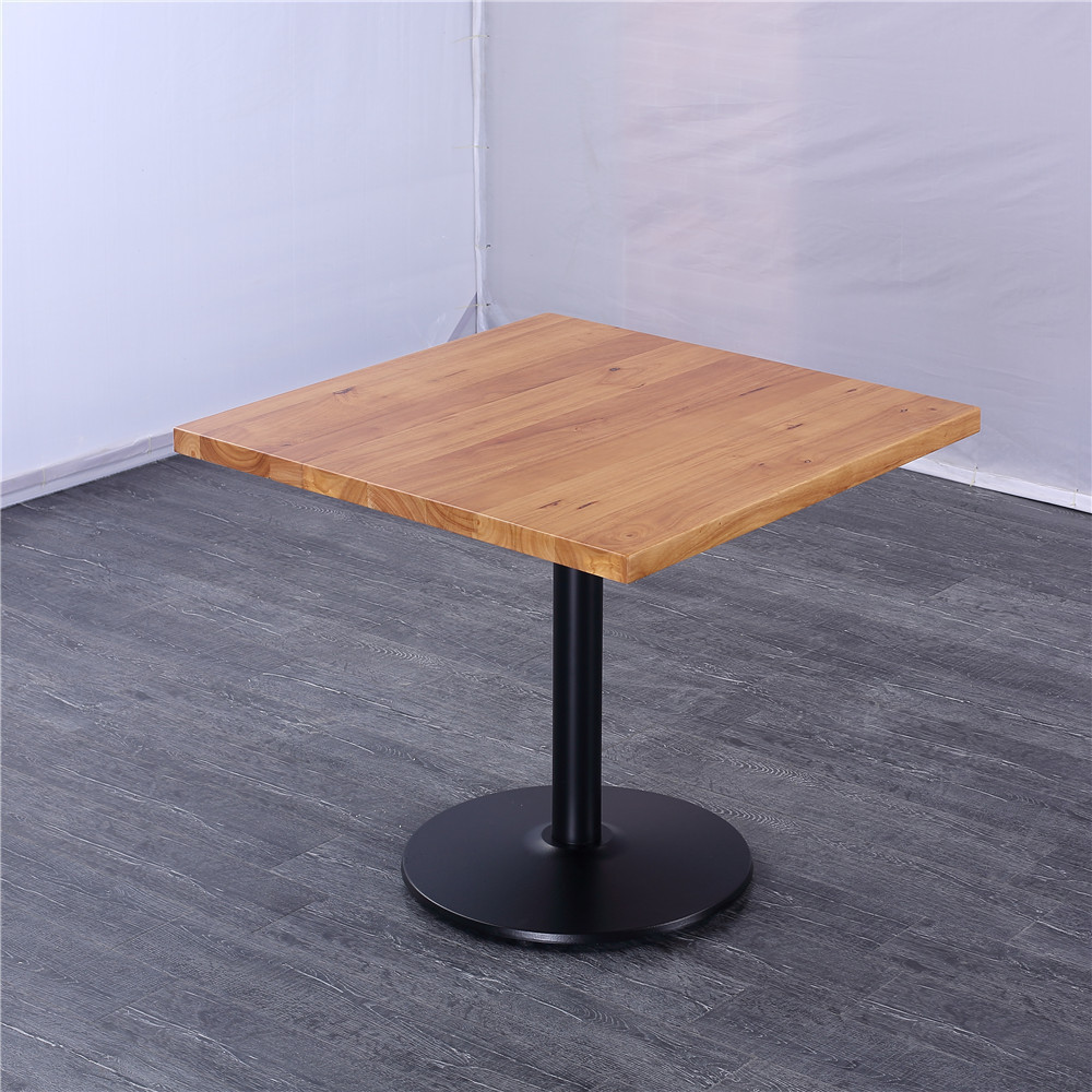 Commercial Use Restaurant Coffee Shop Cafe Dining Table Square Wood Top Table Metal Base Coffee Dining Table