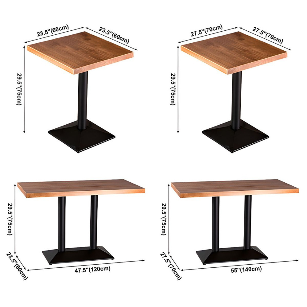 Excellent Quality Restaurant Table Brown Table with Black Frame Metal Pedestal Restaurant Table for Dinning Room