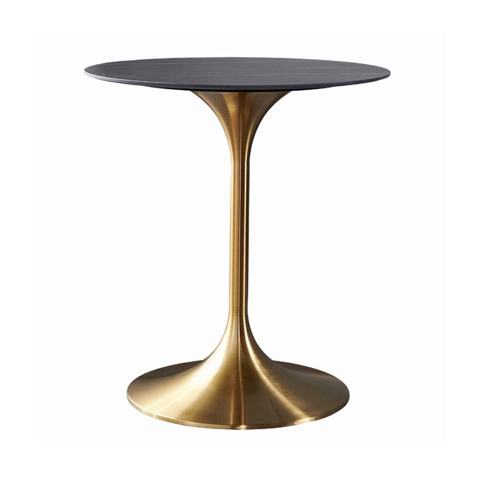 Customizable Modern Luxury Golden Stainless Steel Leg Faux Marble Top Dining Table for Cafe Restaurant Bistro Cafeteria