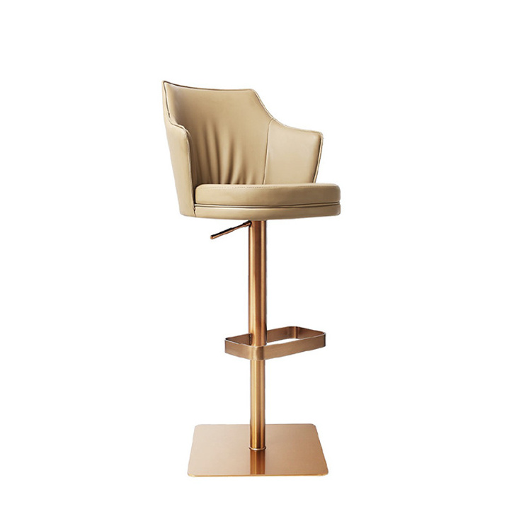 Commercial Nordic Rose Gold Luxury Height Adjustable Swivel Bar Stool Modern Barstool Chair