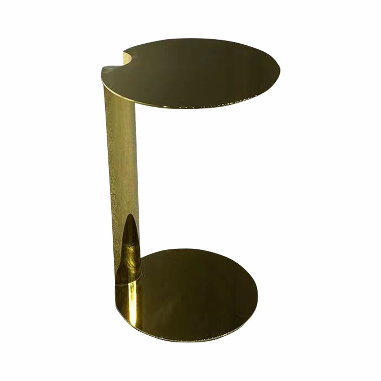 Customize Polished Stainless Steel With Glossy Gold Table Round Side Table For Living Room