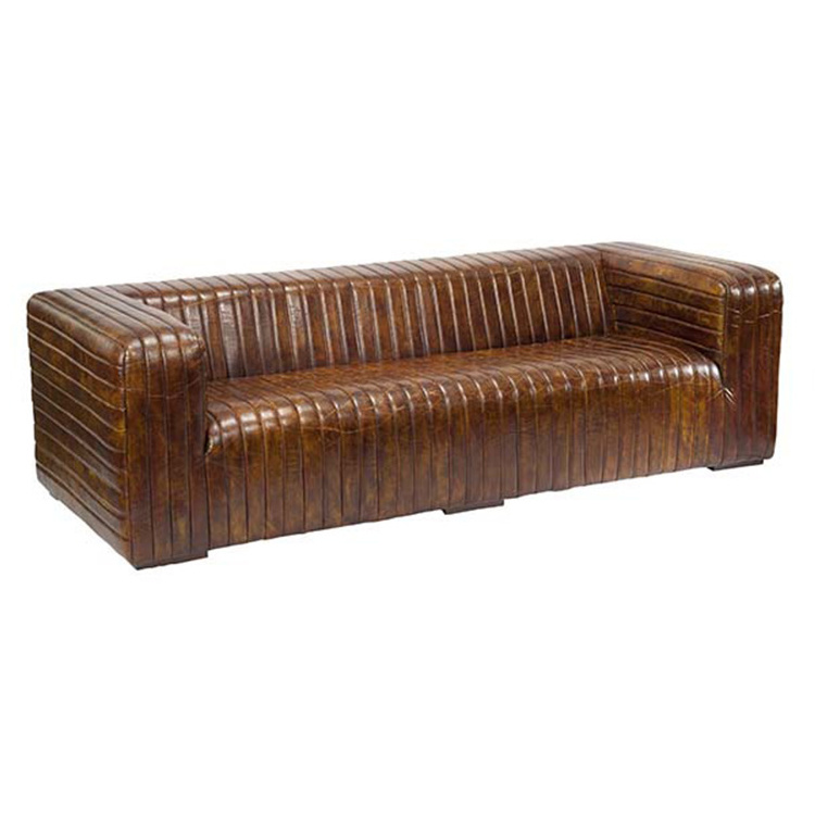 Big Seating American style Antique Leather Living Room Sofa