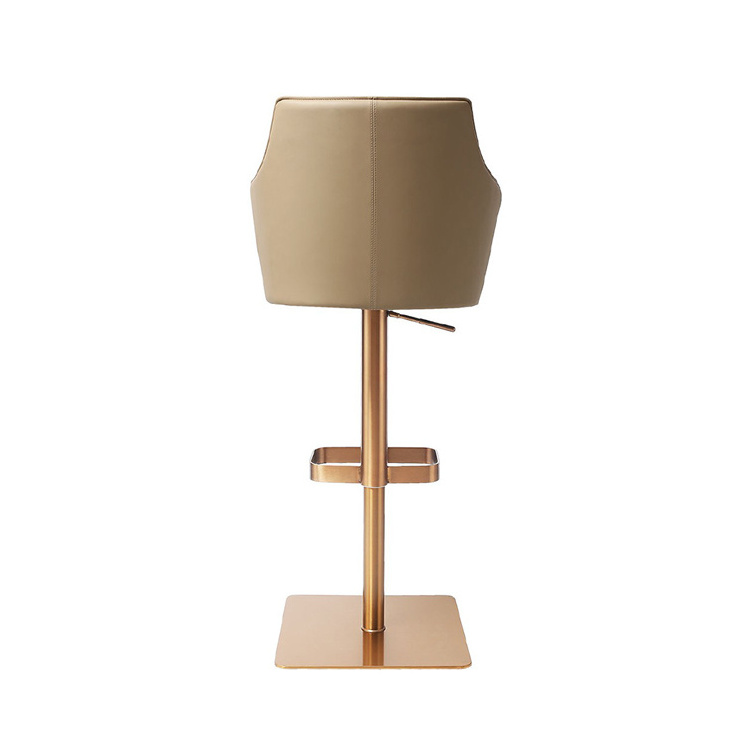 Commercial Nordic Rose Gold Luxury Height Adjustable Swivel Bar Stool Modern Barstool Chair