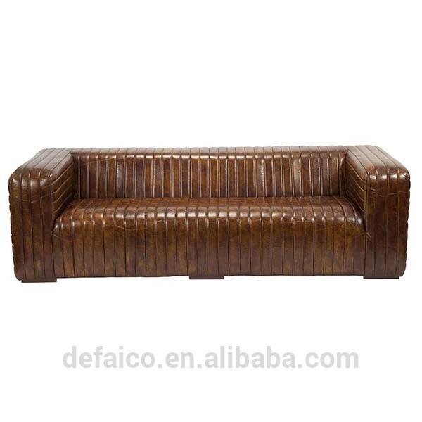 Big Seating American style Antique Leather Living Room Sofa