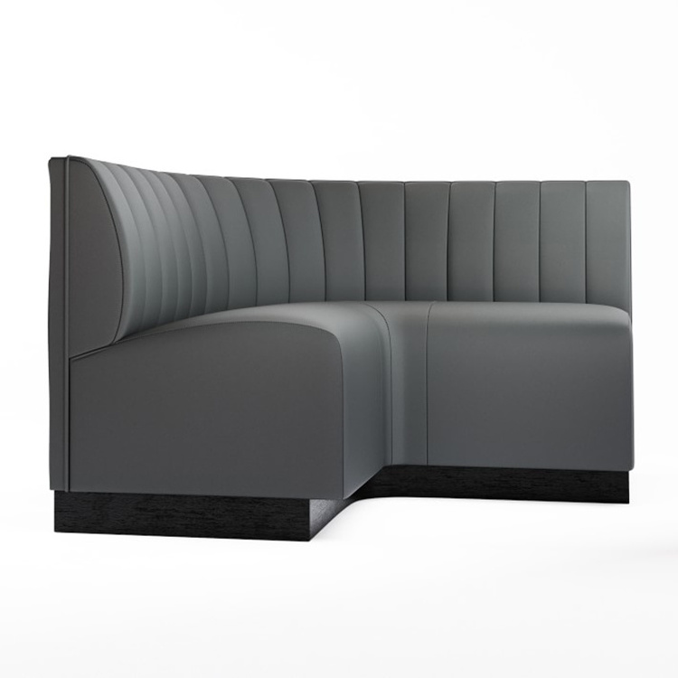 Customizable Commercial Restaurant Furniture Grey Leather Booth Seating L U Shape Modern Restaurant Banquette Sofa Seating