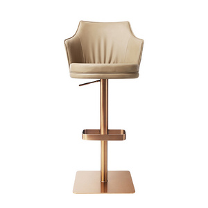 Commercial Nordic Rose Gold Luxury Height Adjustable Swivel Bar Stool Modern Barstool Chair