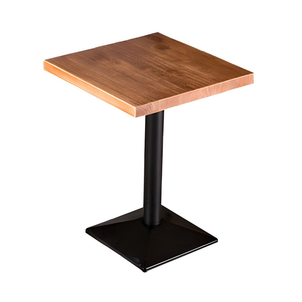 Excellent Quality Restaurant Table Brown Table with Black Frame Metal Pedestal Restaurant Table for Dinning Room