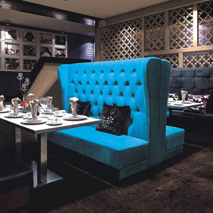 Customized Single Double Side High Back Velvet Booths Seating Sofa for Restaurant Furniture