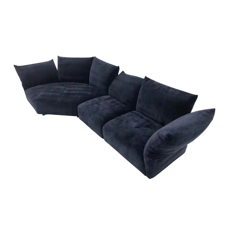 Memory Foam Puff 3 Piece Modular Performance Sectional Soft Baxter Durable Velvet Suede Fabric Upholstery Sofa