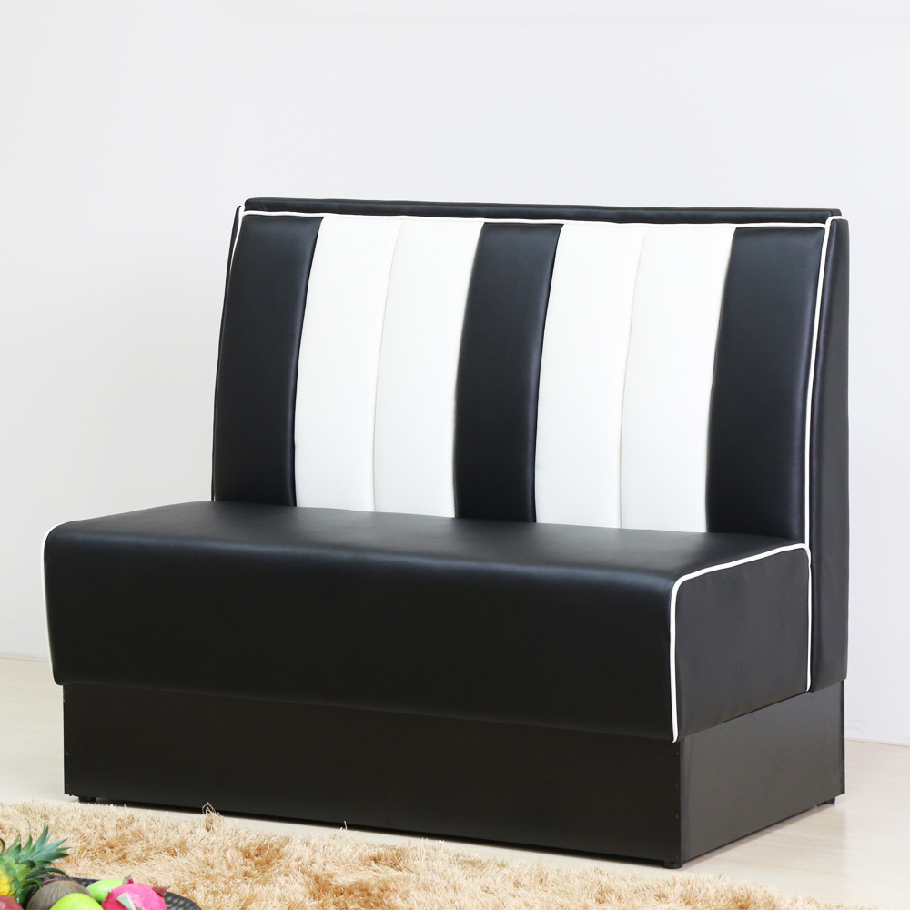 Customized Black White Leather American 1950's Retro Banquette Restaurant Sofa Seating Furniture Diner Booth