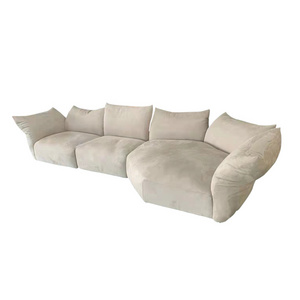 Memory Foam Puff 3 Piece Modular Performance Sectional Soft Baxter Durable Velvet Suede Fabric Upholstery Sofa