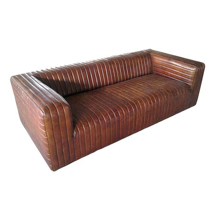 Big Seating American style Antique Leather Living Room Sofa