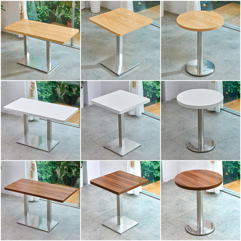 Commercial Use Restaurant Coffee Shop Cafe Dining Table Square Wood Top Table Metal Base Coffee Dining Table