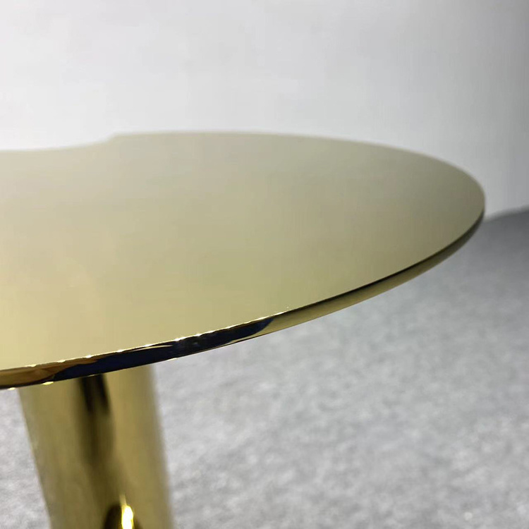 Customize Polished Stainless Steel With Glossy Gold Table Round Side Table For Living Room