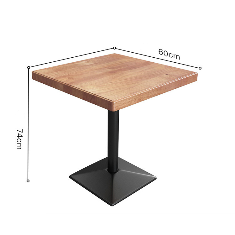 Commercial Use Restaurant Coffee Shop Cafe Dining Table Square Wood Top Table Metal Base Coffee Dining Table