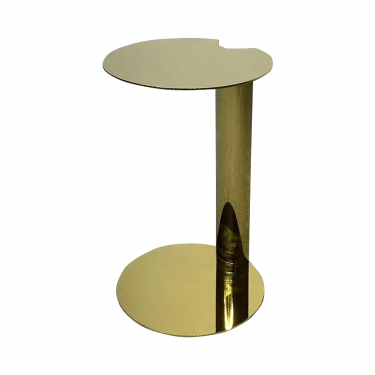 Customize Polished Stainless Steel With Glossy Gold Table Round Side Table For Living Room