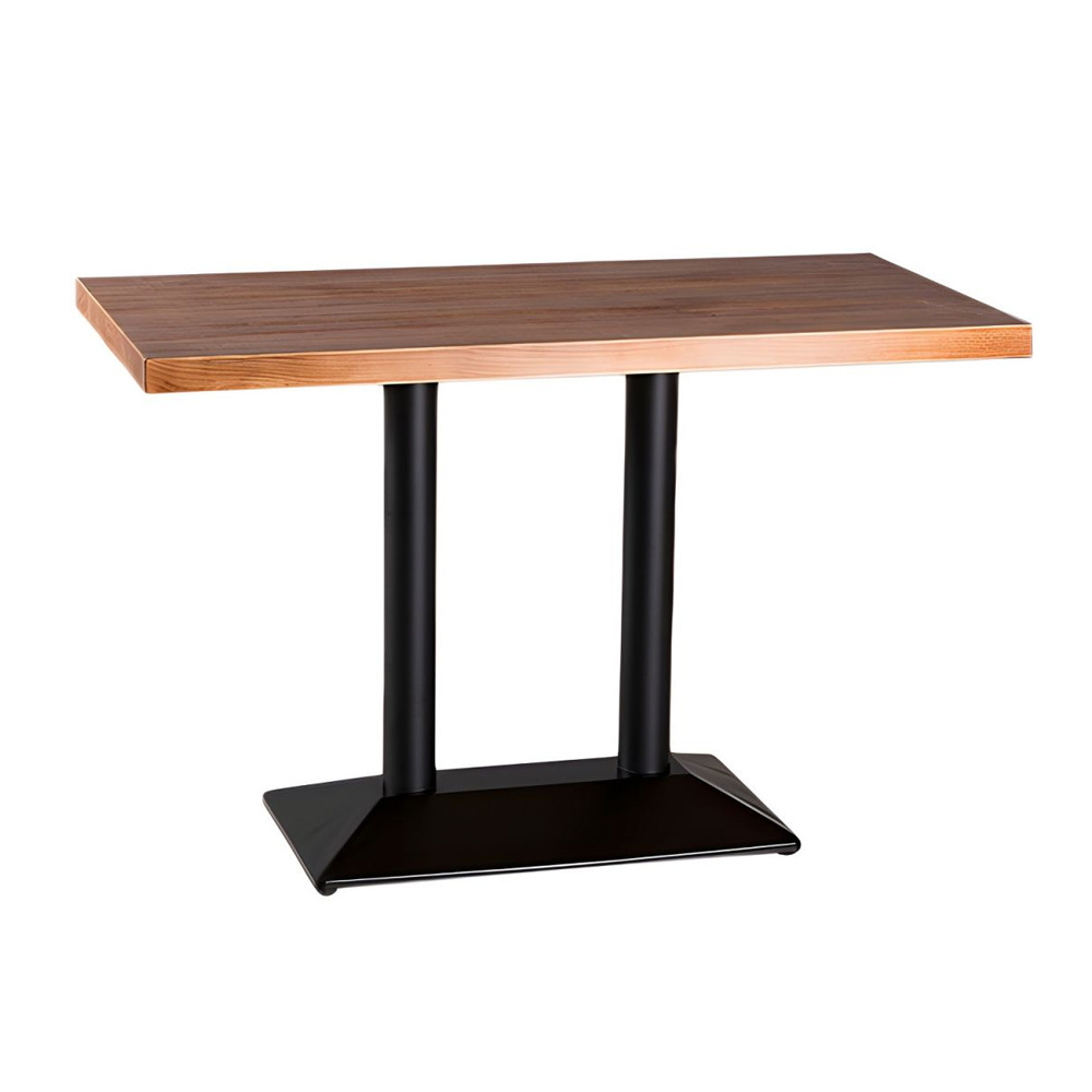 Excellent Quality Restaurant Table Brown Table with Black Frame Metal Pedestal Restaurant Table for Dinning Room