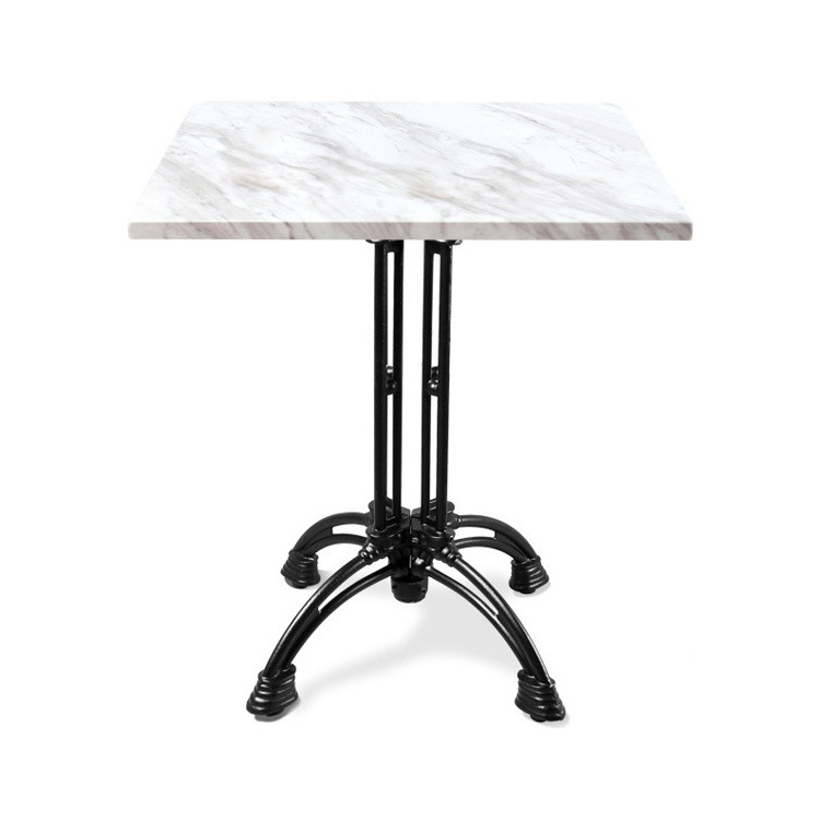 Customizable Modern Luxury Golden Stainless Steel Leg Faux Marble Top Dining Table for Cafe Restaurant Bistro Cafeteria