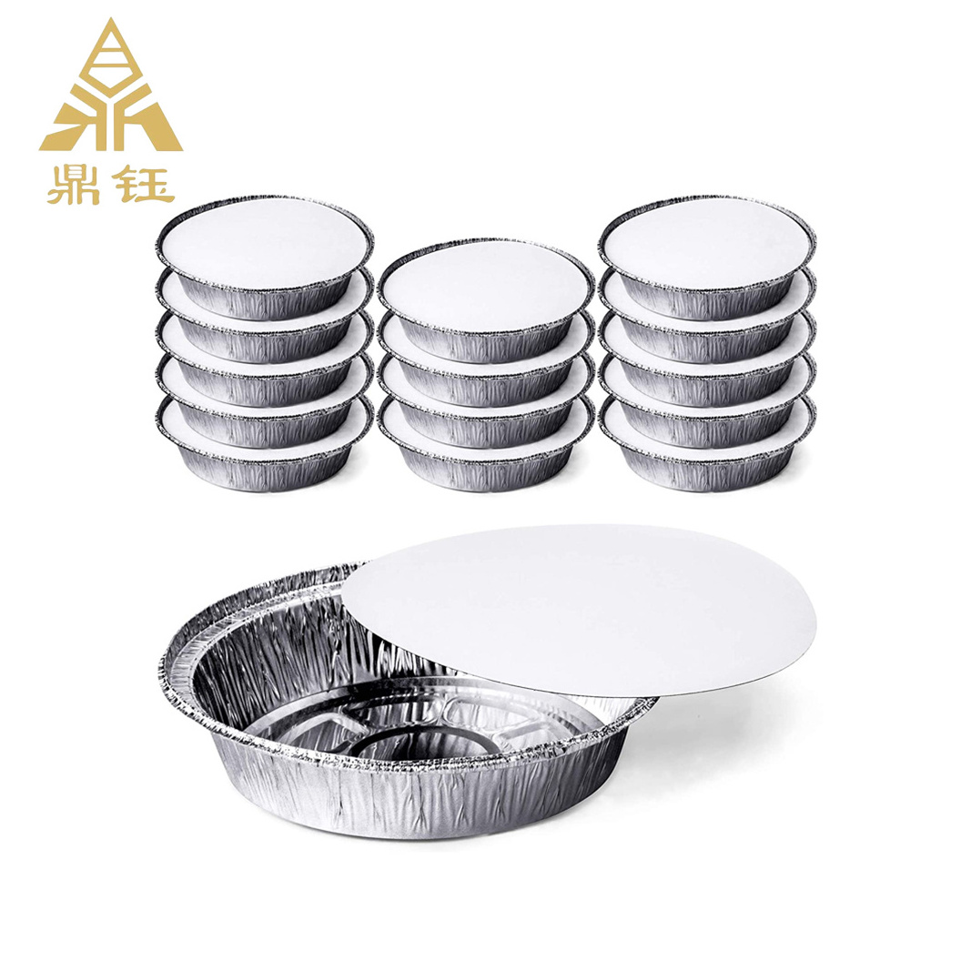 Baking Mold Sliver Pudding Cup Disposable Tin Foil Cake Cup With Lid Round Bbq Foil Pans Aluminum Foil Tray