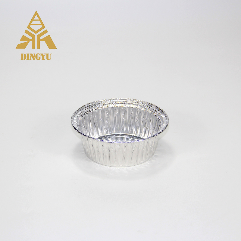 Baking Mold Sliver Pudding Cup Disposable Tin Foil Cake Cup With Lid Round Bbq Foil Pans Aluminum Foil Tray