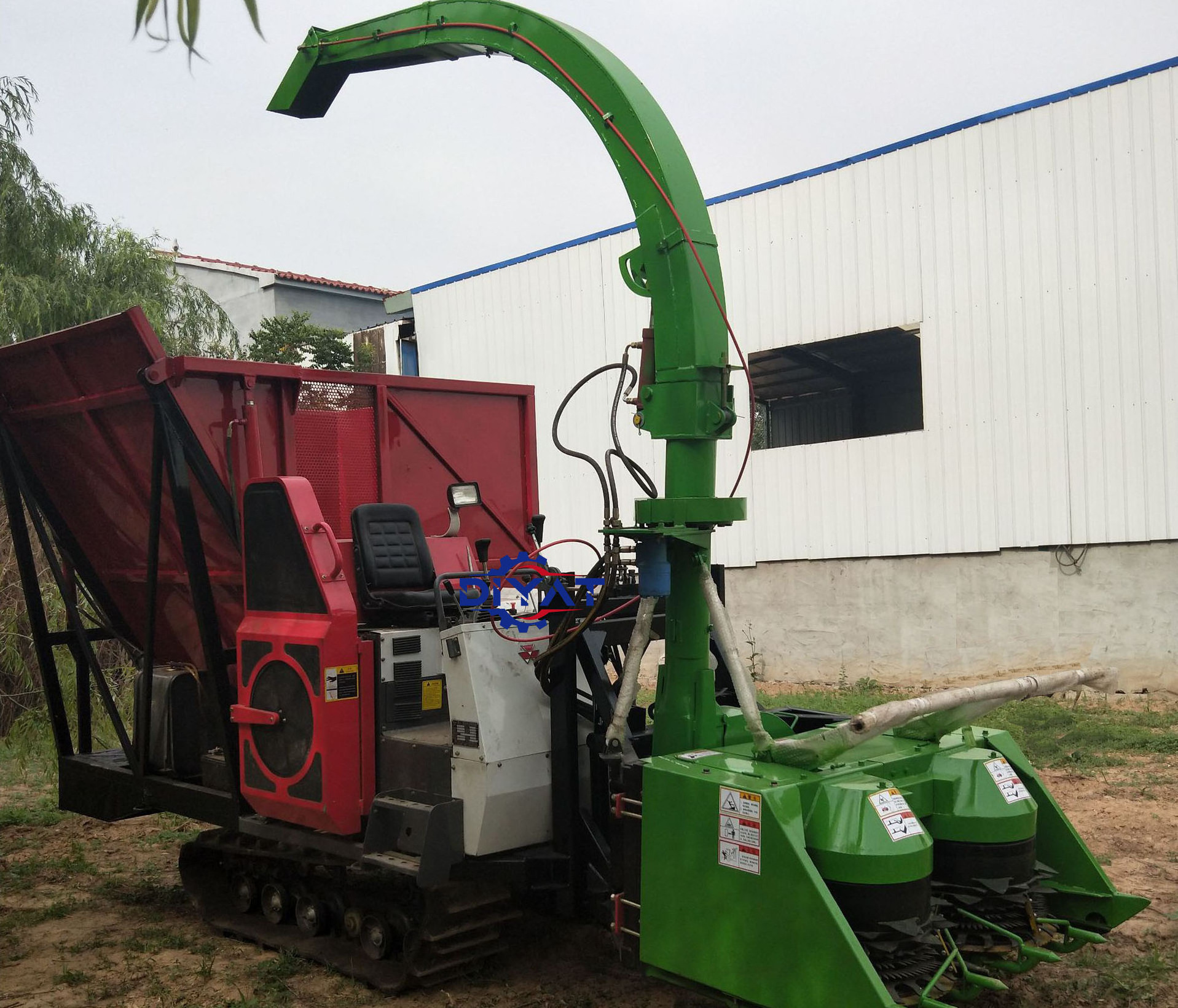 Labor saving double rows corn stalk silage forage harvester machine