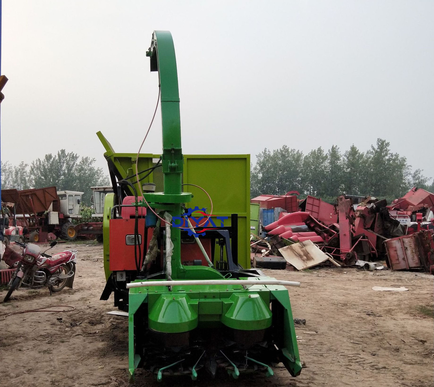 Labor saving double rows corn stalk silage forage harvester machine