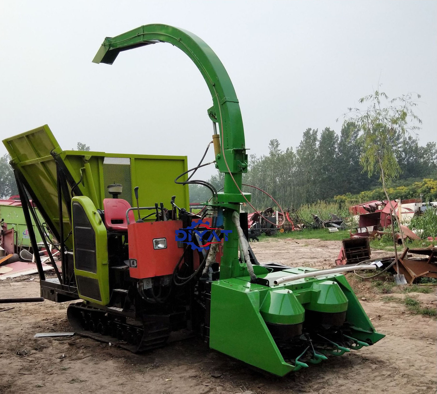 Labor saving double rows corn stalk silage forage harvester machine