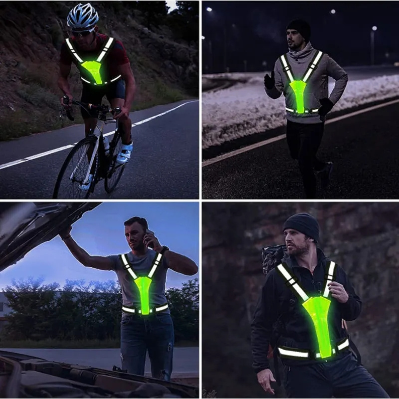 Safety vest  led blue/black/pink safety vest reflective