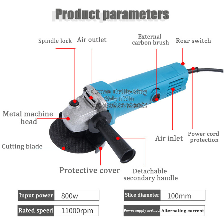 Micro Variable Speed Angle Grinder Machine Power Electric 800w High-power Portable 100mm Angle Grinder