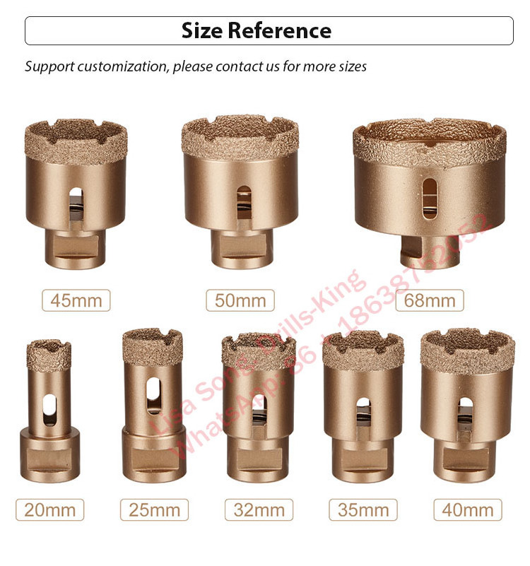 Granite Marble Porcelain Brick Drill Bit Tools M14 Vacuum Brazed Dry / Wet Diamond Drilling Core Bits Ceramic Tile Hole Saw