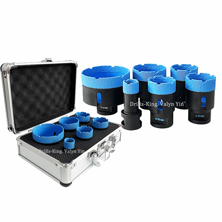 Professional M14 Matrix Vacuum Brazed Hole Cutter Saw Diamond Core Drill Bits Set with Aluminum Case for Porcelain Tile