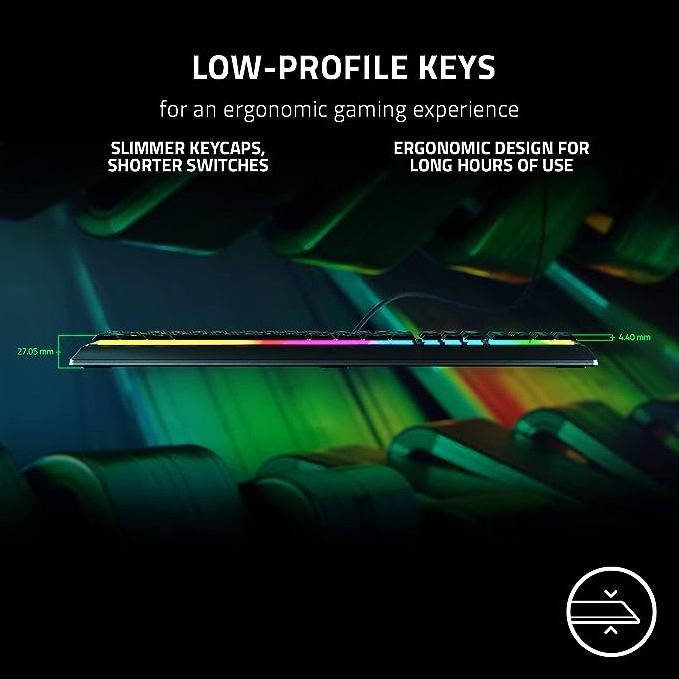 Razer Ornata V3 Gaming Keyboard Low Profile Keys Mecha Membrane Switches