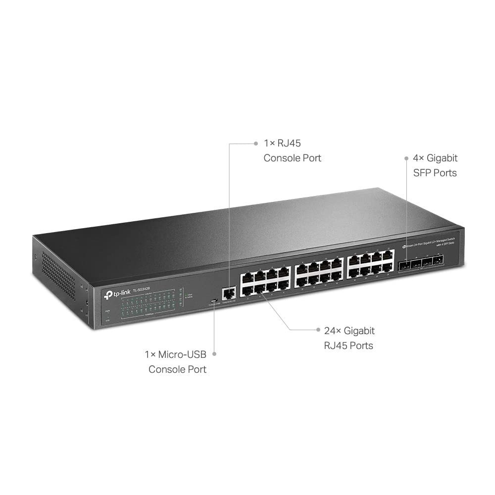 TP-Link TL-SG3428 24 Port Gigabit Switch 4 SFP Slots Omada SDN Integrated L2+ Smart Managed IPv6 Static Routing Switch TP-Link