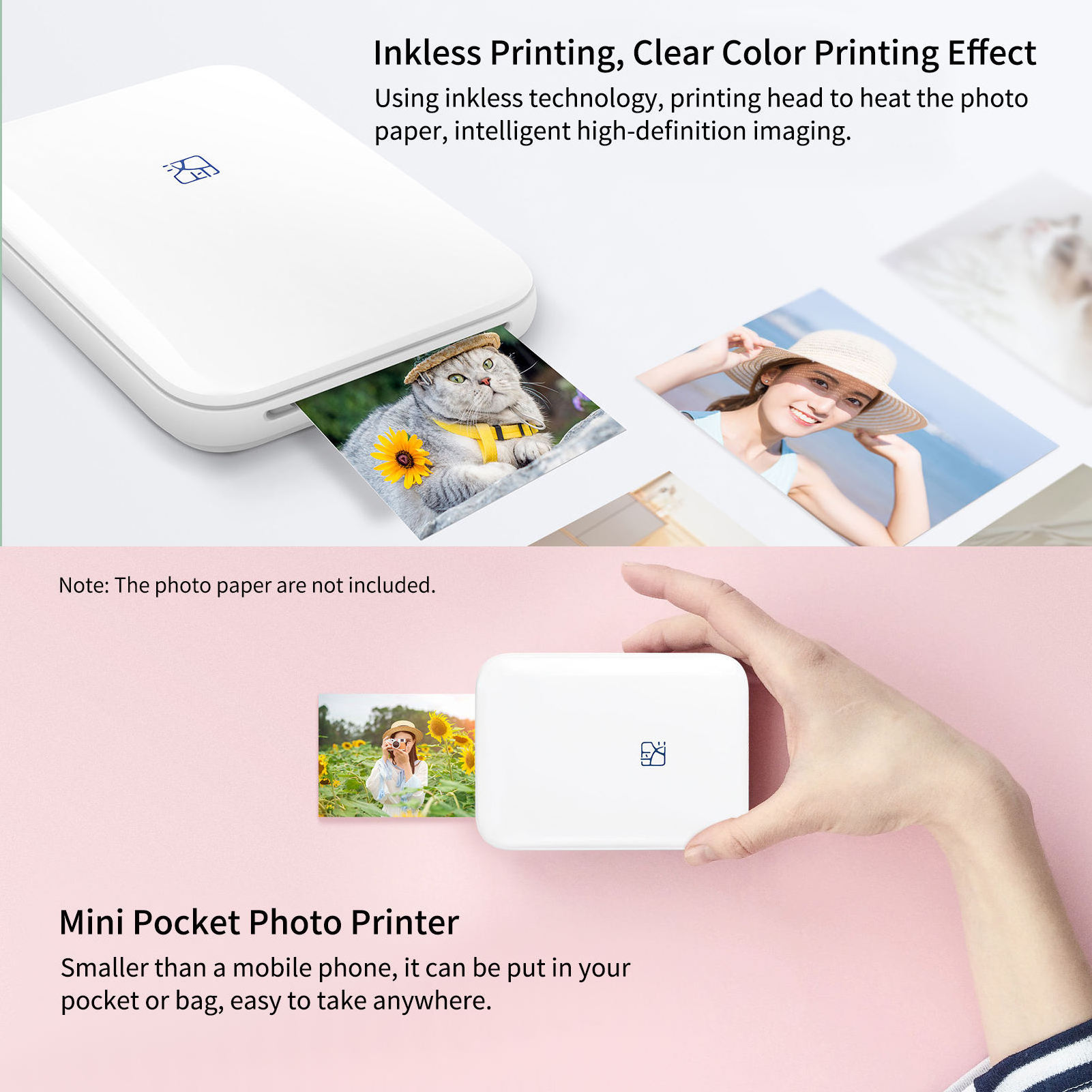 HPRT MT53 Mini Pocket 3 Inch Mini Bluetooth Wireless Photo Printer Portable Color Photo Printer Usb Printers & Scanners CN;GUA