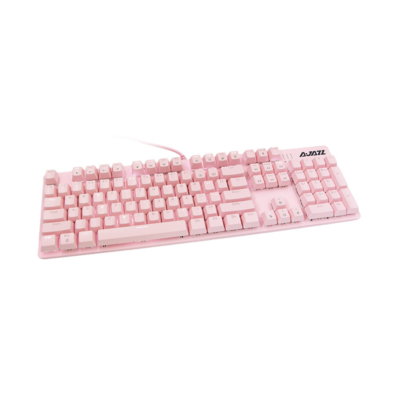 Ajazz Pink Mechanical Gaming Keyboard Blue Switch 104 Keys US Layout QWERTY Cute Led Light Gamer Mechanical Keyboard