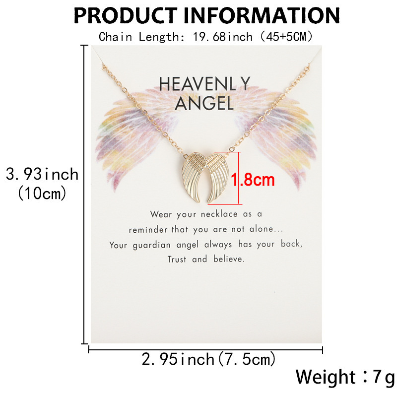 Wholesale Alloy Heavenly Angel Guardian Angel Necklace Gold and Silver Plated Angel Wing Pendant Necklace