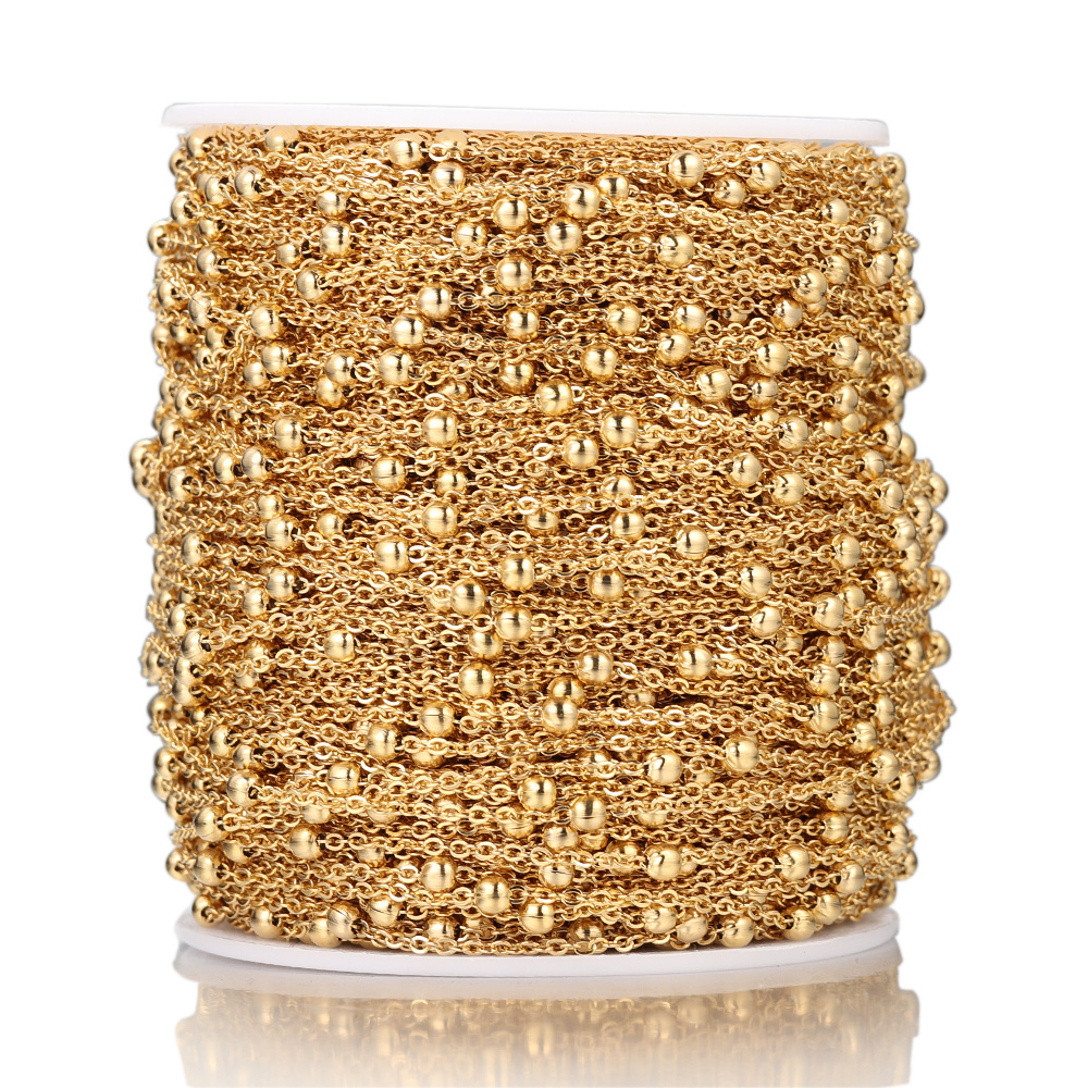 18K Gold Plated Stainless Steel Chain For Jewelry Making Supplies Stainless Steel Cord Body Chain Spool Roll By Meter